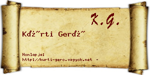 Kürti Gerő névjegykártya